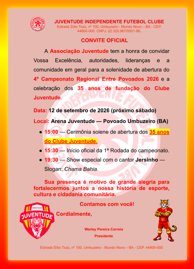 4º Campeonato Regional Ente Povoados – CONVIDAMOS À GERAL!